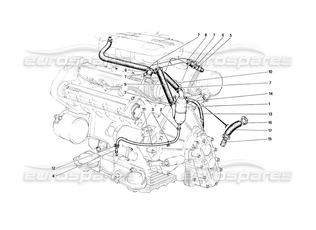 ferrari mondial 8 (1981) blow - by system parts diagram