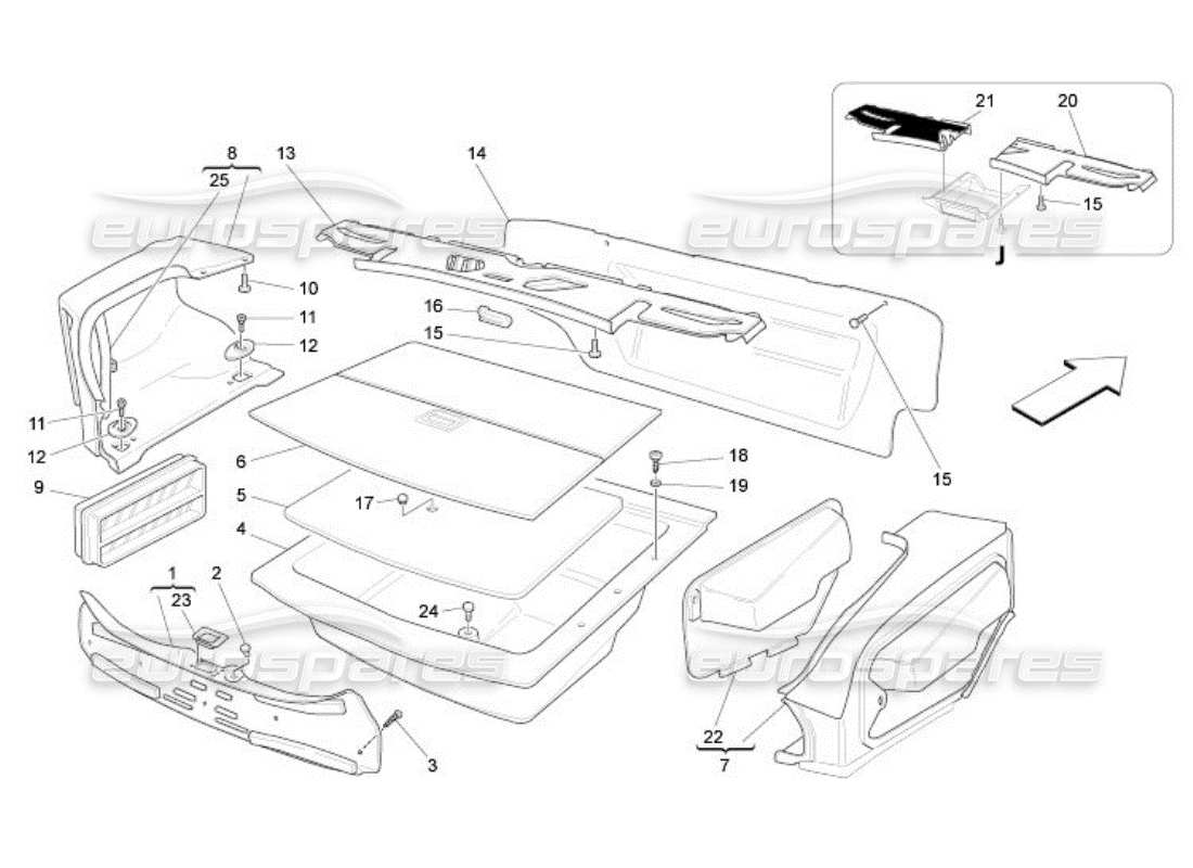 maserati qtp. (2005) 4.2 luggage compartment mats part diagram