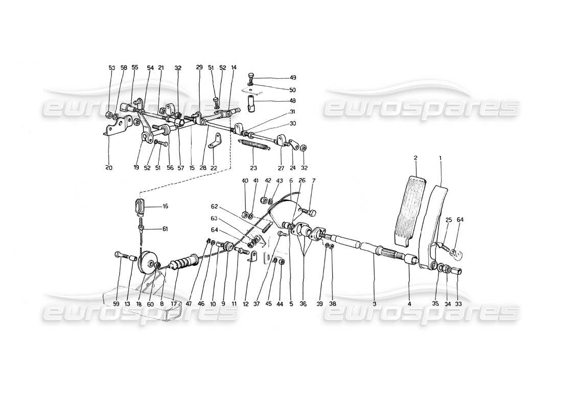 ferrari 246 dino (1975) throttle control (variants for rhd versions) parts diagram