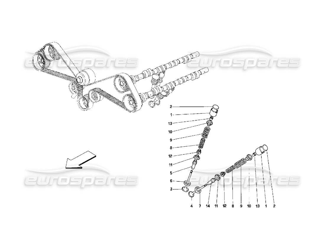 ferrari 348 (2.7 motronic) timing - tappets part diagram
