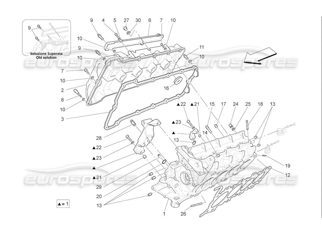 maserati qtp. (2006) 4.2 f1 rh cylinder head part diagram