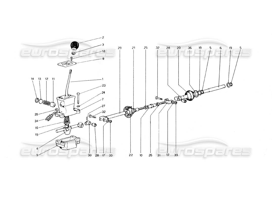 ferrari 308 gt4 dino (1979) outside gearbox controls parts diagram