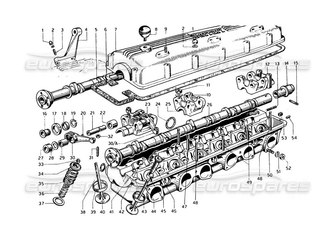 ferrari 275 gtb/gts 2 cam cylinder head part diagram