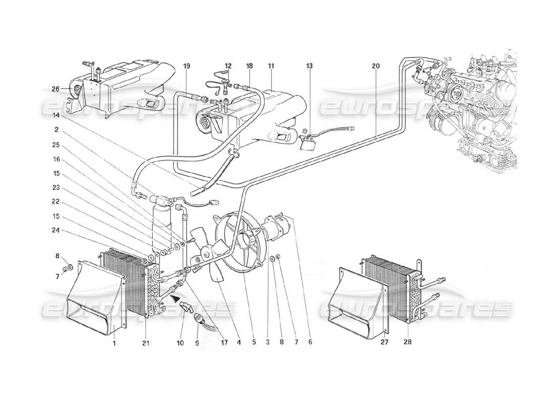 ferrari 208 turbo (1989) air conditioning system parts diagram