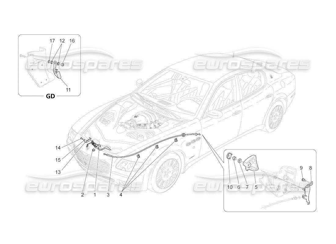 maserati qtp. (2011) 4.7 auto front lid opening button parts diagram