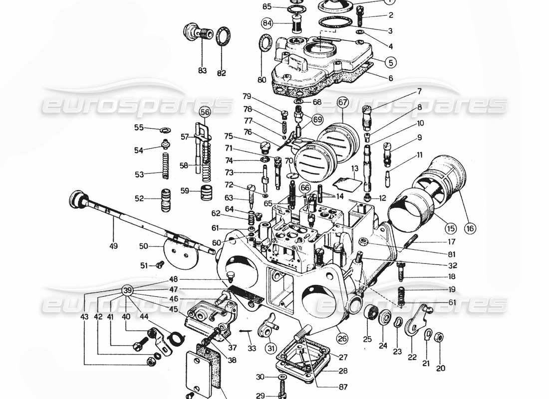 ferrari 365 gtc4 (mechanical) carburatore weber 38 dcoe 59-60 parts diagram