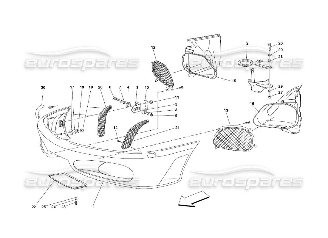 ferrari 430 challenge (2006) front bumper parts diagram