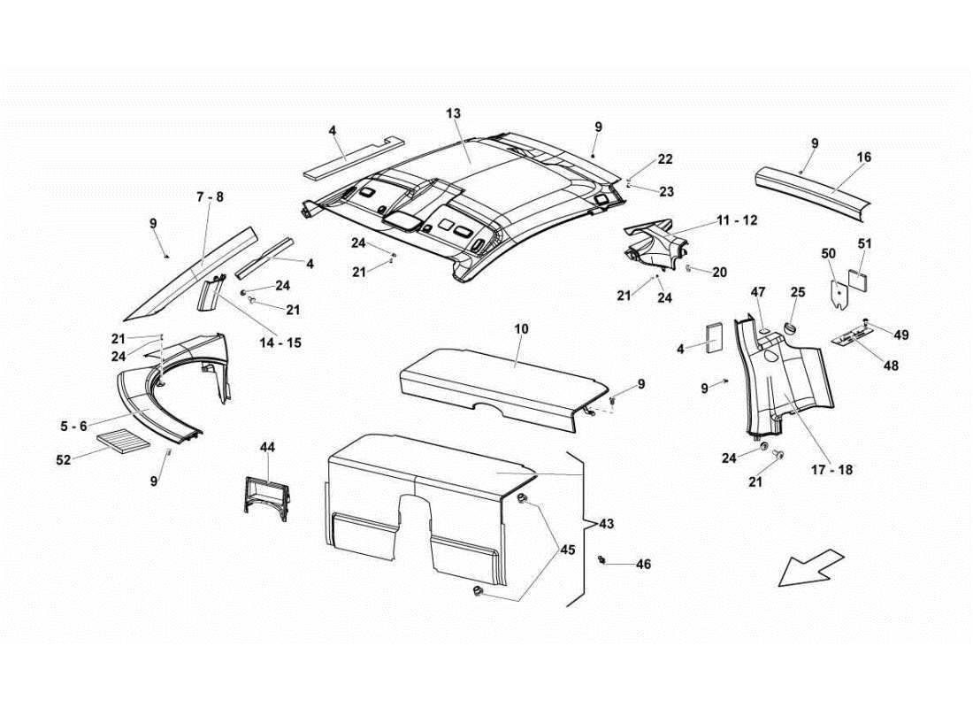 lamborghini gallardo sts ii sc passenger compartment trims part diagram