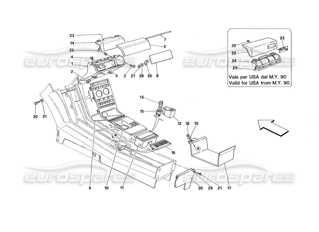 ferrari 348 (1993) tb / ts tunnel - accessories part diagram