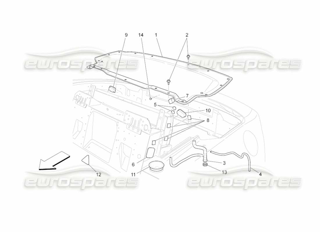 maserati grancabrio (2010) 4.7 electrical capote: top housing parts diagram