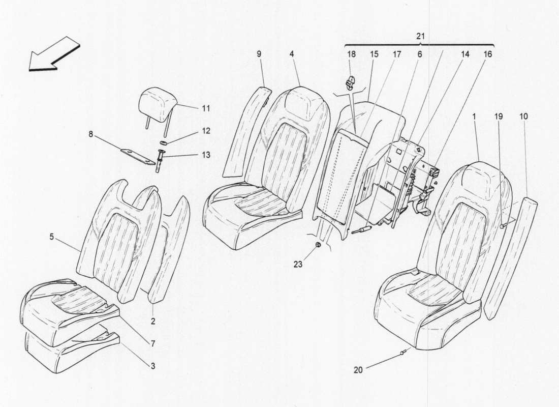 maserati qtp. v6 3.0 tds 275bhp 2017 rear seats: trim panels parts diagram