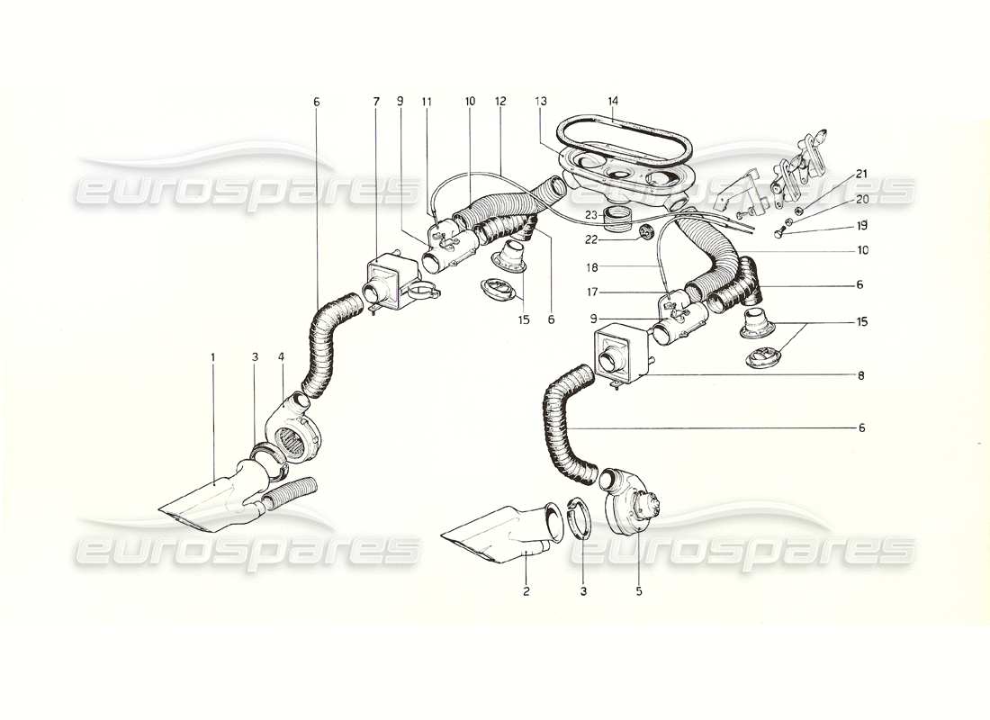 ferrari 308 gt4 dino (1976) heating system parts diagram