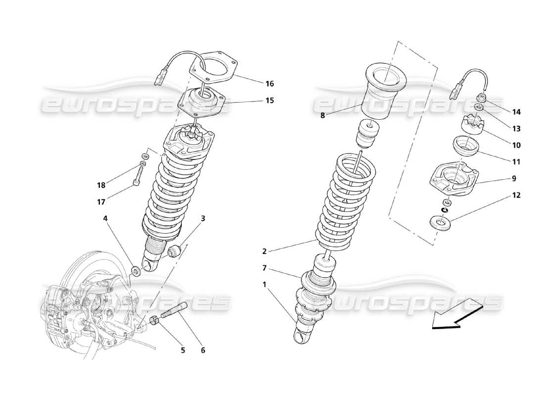 maserati qtp. (2003) 4.2 rear suspension parts parts diagram