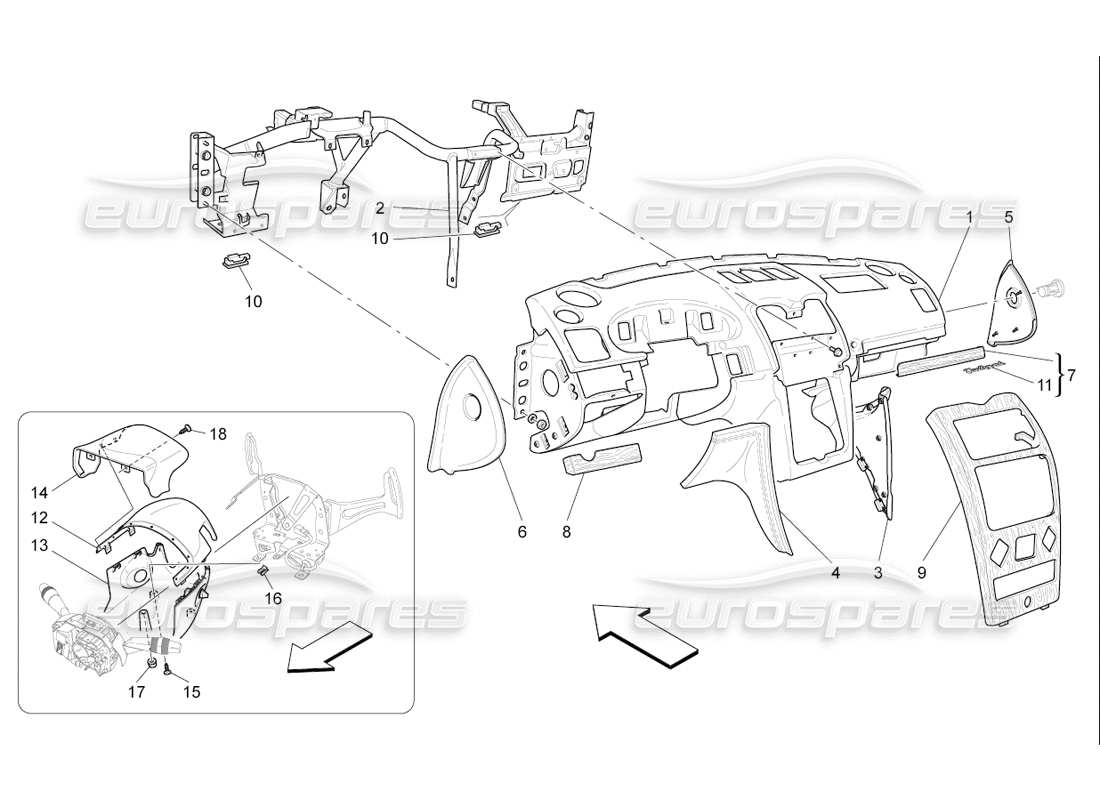 maserati qtp. (2006) 4.2 f1 dashboard unit part diagram