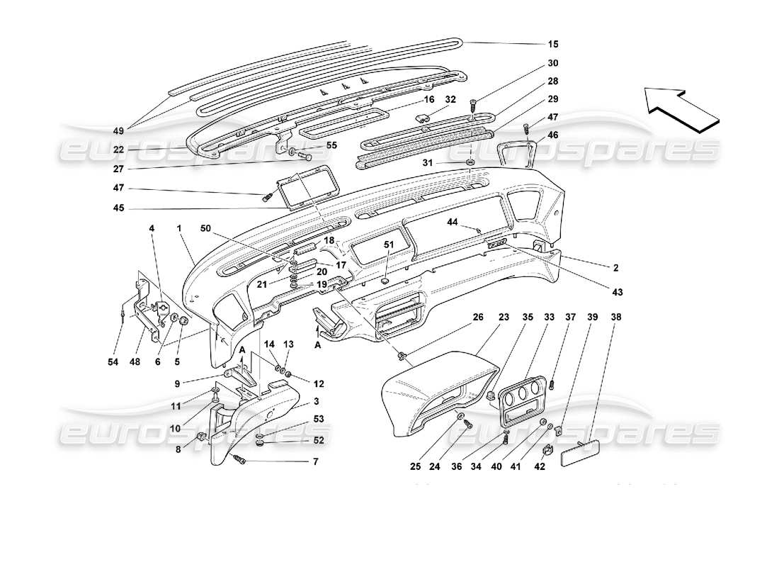 ferrari 355 (2.7 motronic) dashboard parts diagram