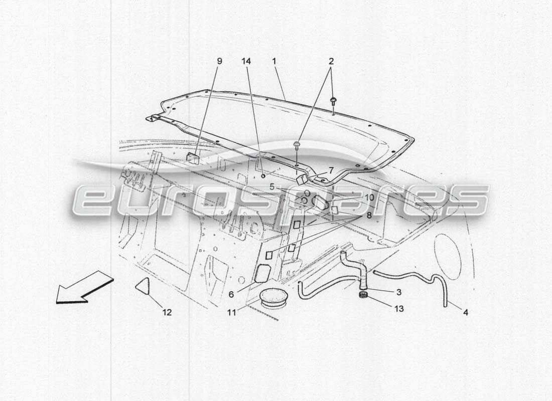 maserati grancabrio mc centenario electrical system: top housing parts diagram