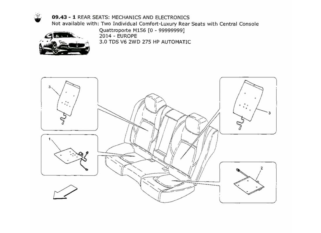 maserati qtp. v6 3.0 tds 275bhp 2014 rear seats: mechanics and electronics part diagram