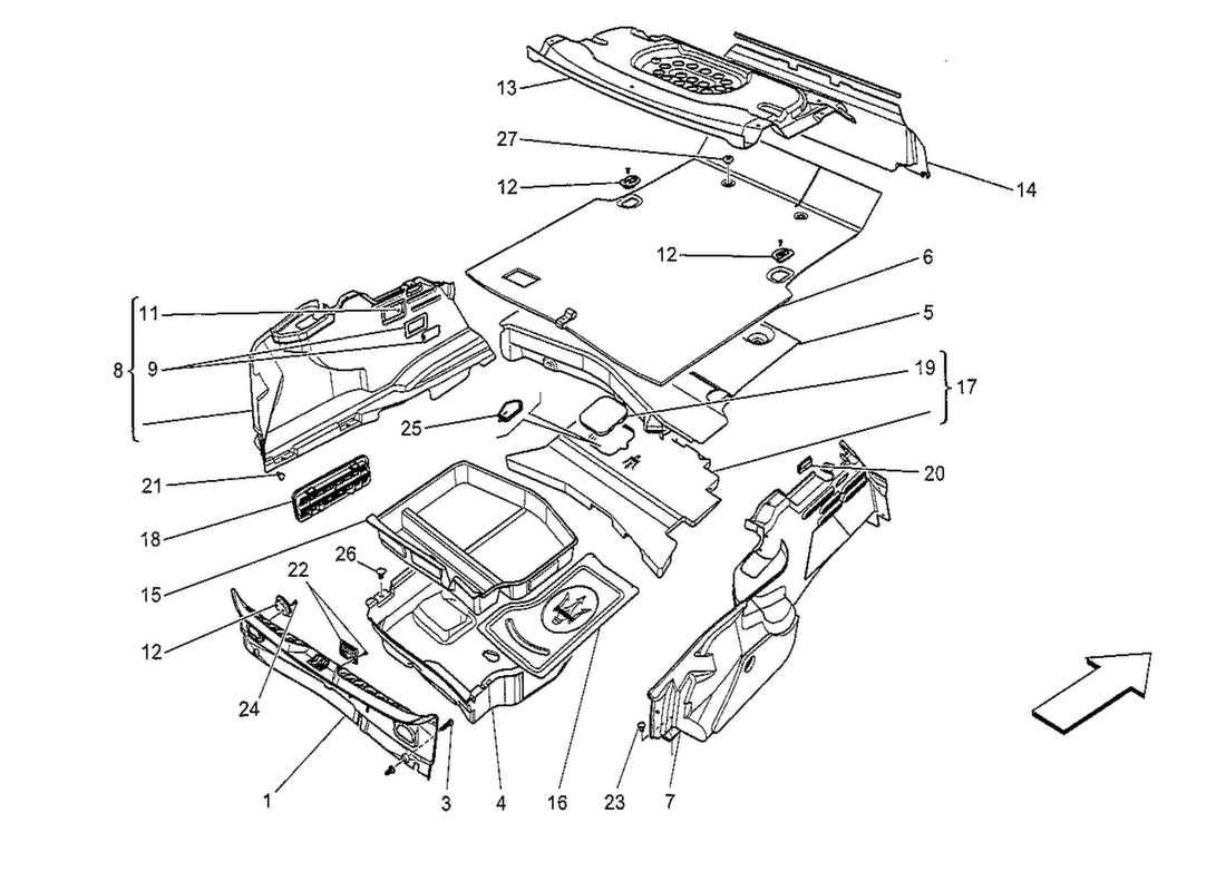 maserati qtp. v8 3.8 530bhp 2014 luggage compartment mats parts diagram