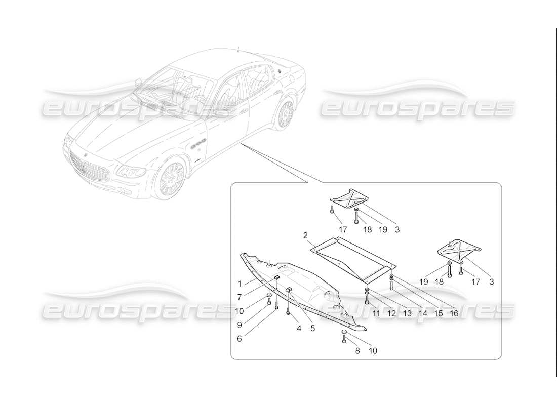 maserati qtp. (2006) 4.2 f1 underbody and underfloor guards part diagram