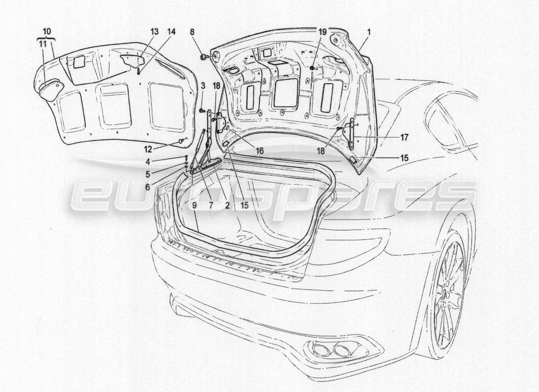 maserati granturismo special edition rear lid parts diagram