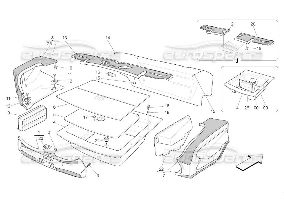 maserati qtp. (2009) 4.2 auto luggage compartment mats parts diagram