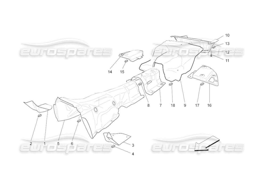 maserati grancabrio (2010) 4.7 thermal insulating panels inside the vehicle parts diagram