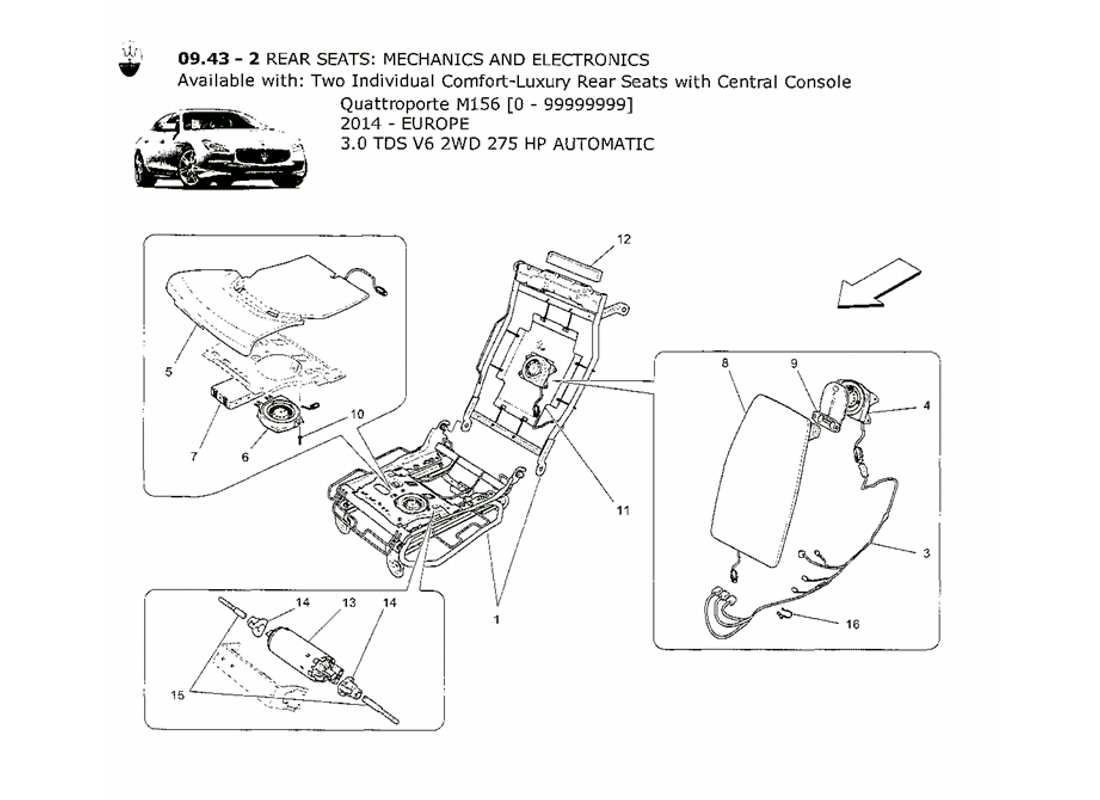 maserati qtp. v6 3.0 tds 275bhp 2014 rear seats: mechanics and electronics part diagram