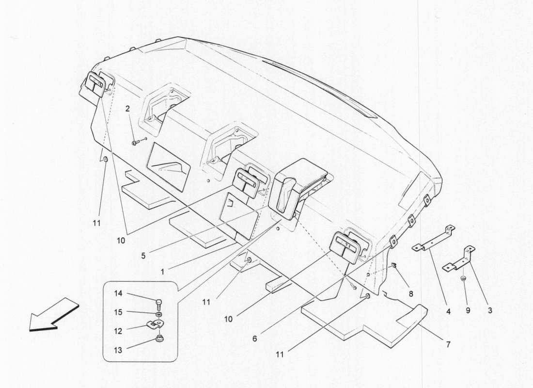 maserati qtp. v6 3.0 bt 410bhp 2015 rear parcel shelf part diagram