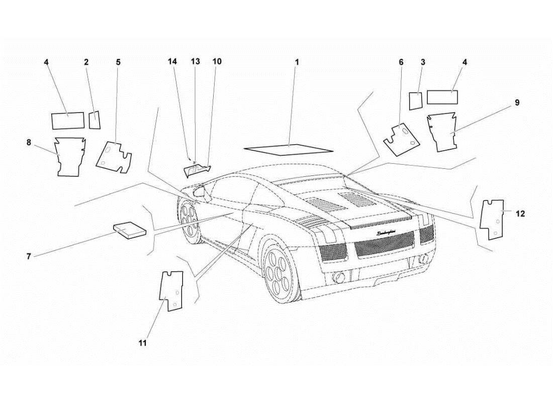 lamborghini gallardo sts ii sc insulations and soundproofing part diagram