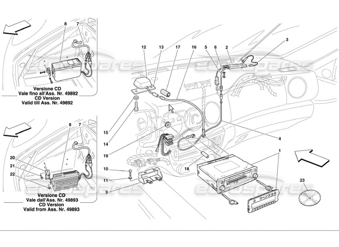 ferrari 360 modena stereo equipment parts diagram