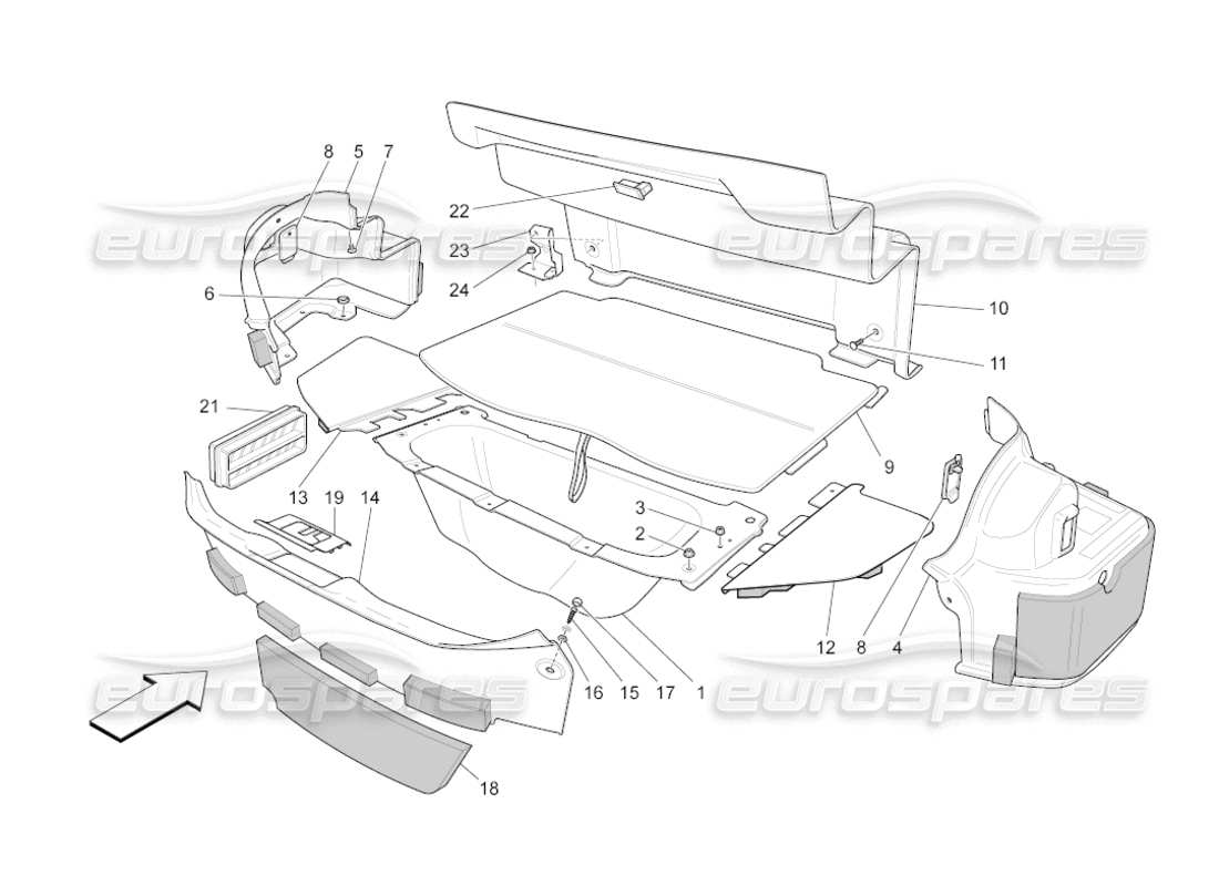 maserati grancabrio (2010) 4.7 luggage compartment mats part diagram