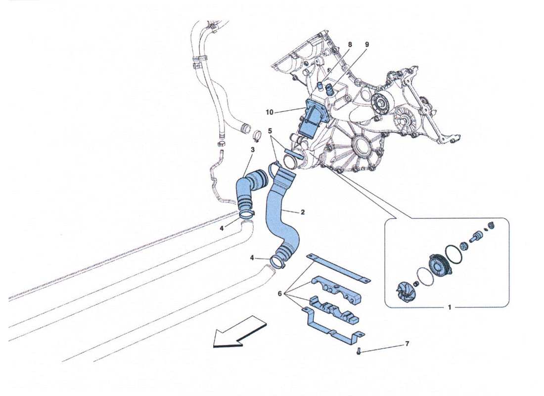 ferrari 458 challenge raffreddamento - pompa acqua parts diagram