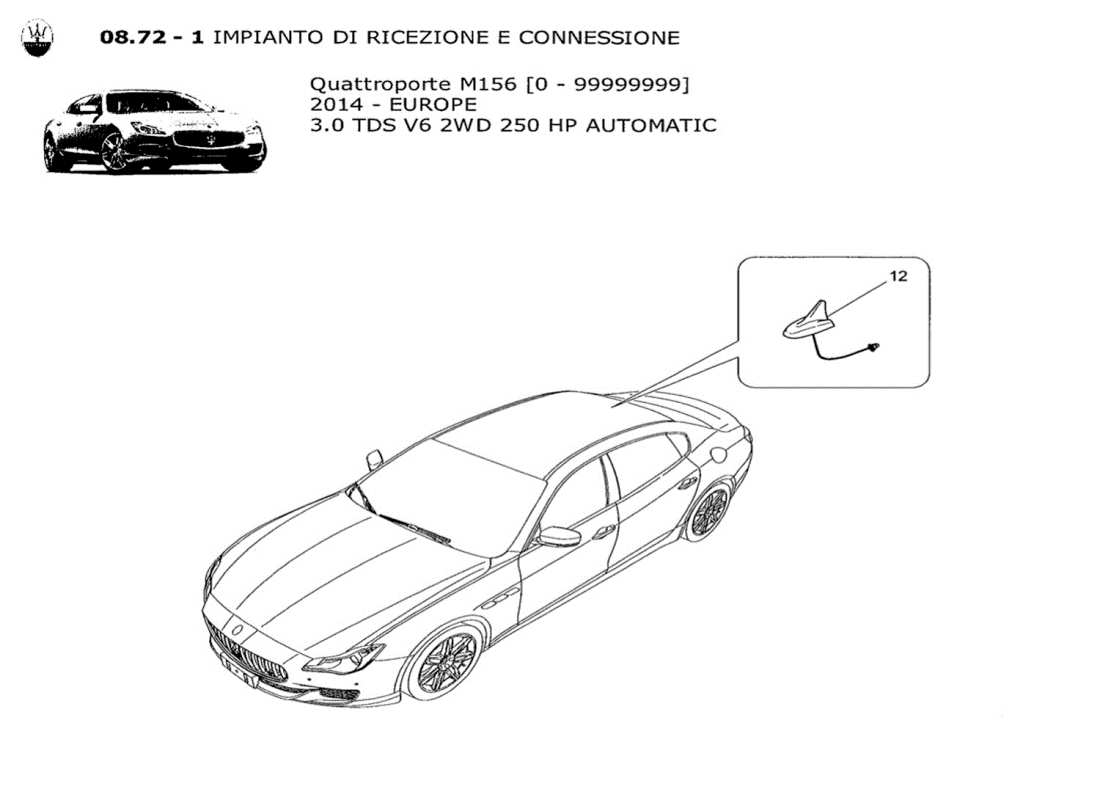 maserati qtp. v6 3.0 tds 250bhp 2014 reception and connection system part diagram