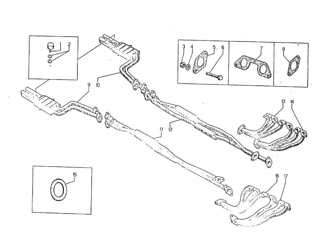 lamborghini jarama exhaust pipes parts diagram