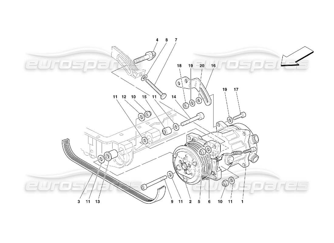 ferrari 355 (5.2 motronic) air conditioning compressor parts diagram