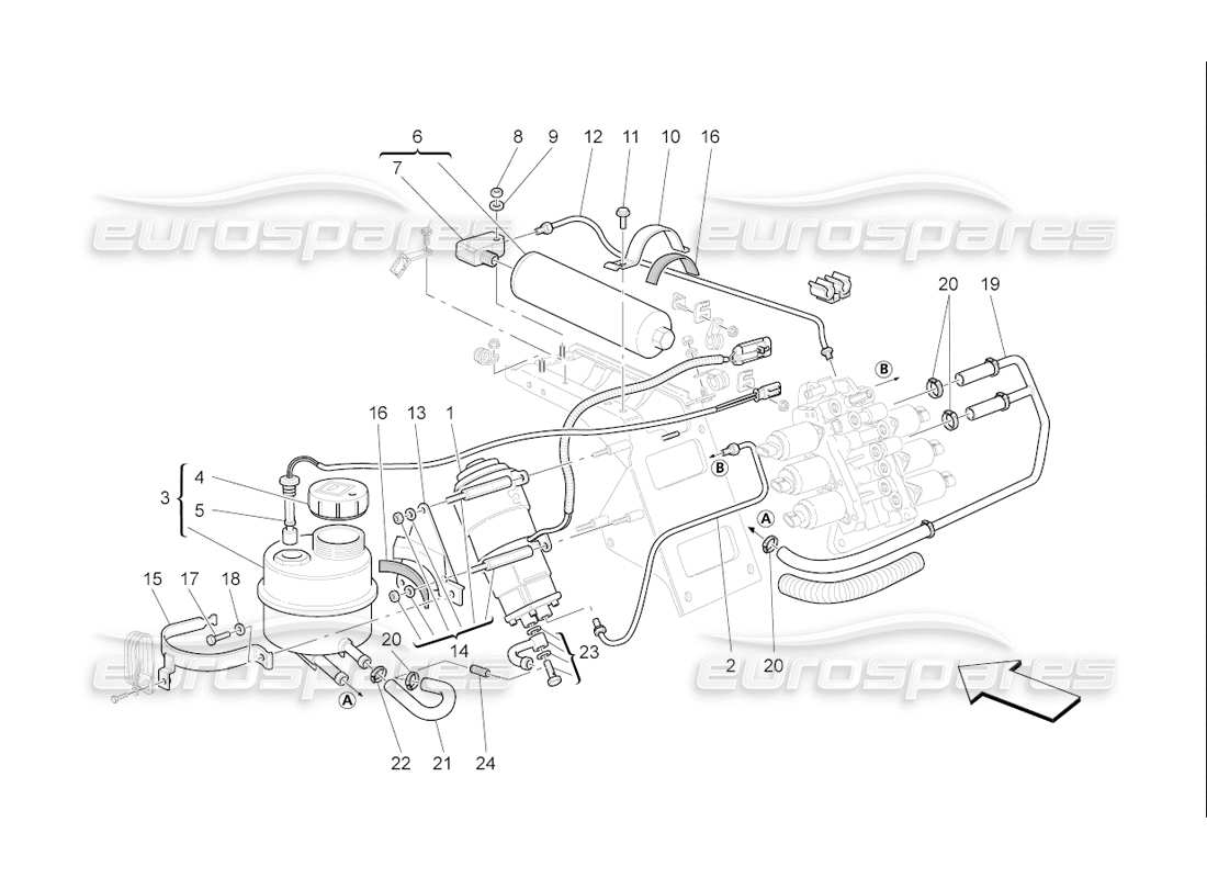 maserati qtp. (2006) 4.2 f1 gearbox activation hydraulics: tank and pump part diagram