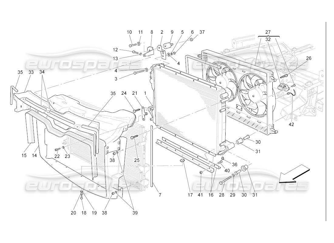 maserati qtp. (2007) 4.2 auto cooling: air radiators and ducts parts diagram