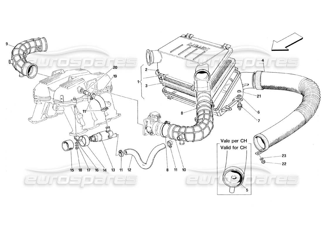 ferrari 348 (1993) tb / ts air intake parts diagram