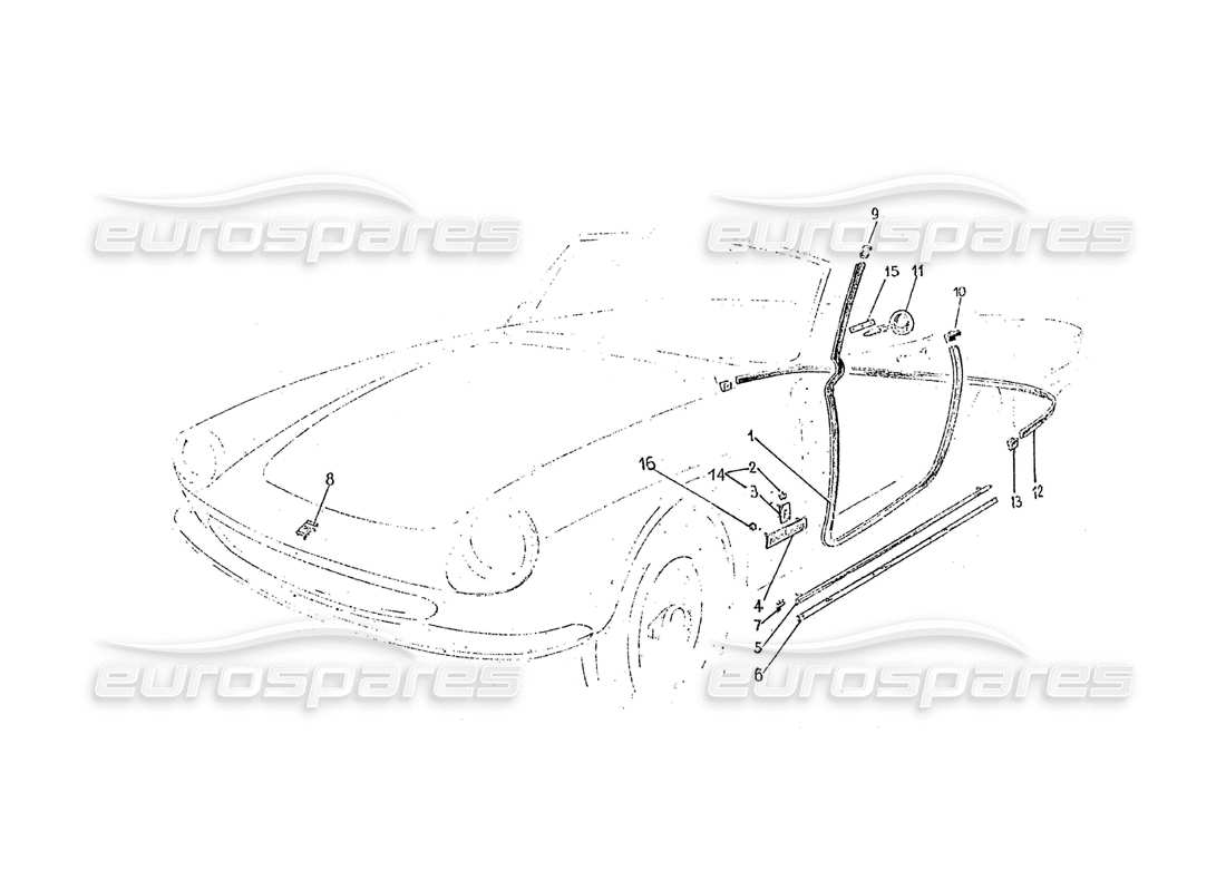 ferrari 275 (pininfarina coachwork) gruppo guernizioni esterne parts diagram