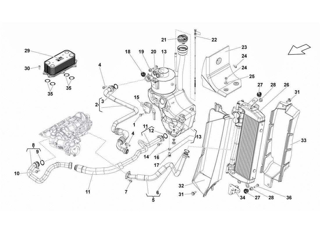 lamborghini gallardo sts ii sc oil system radiator part diagram