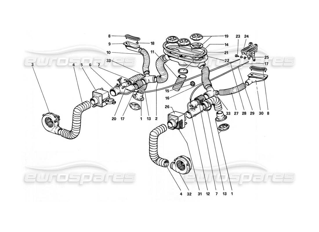 ferrari 308 gtb (1980) heating system parts diagram