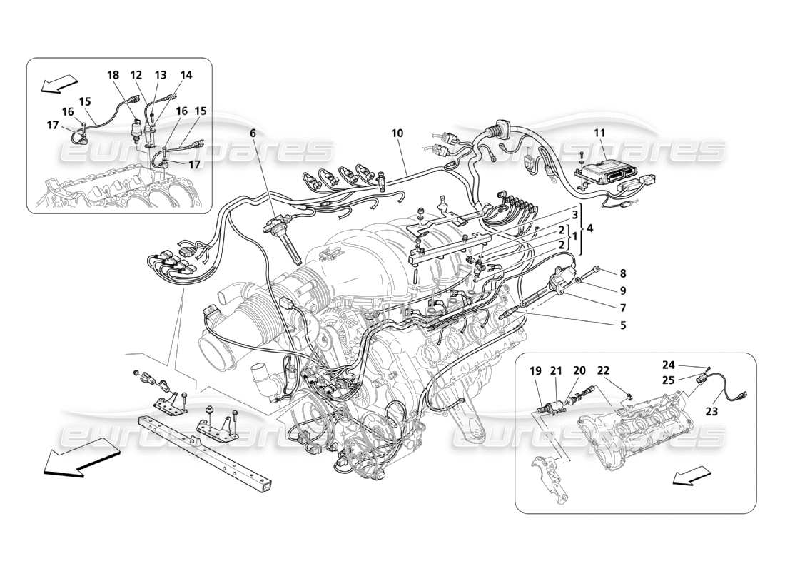 maserati qtp. (2003) 4.2 electronic control: injection and phase check parts diagram
