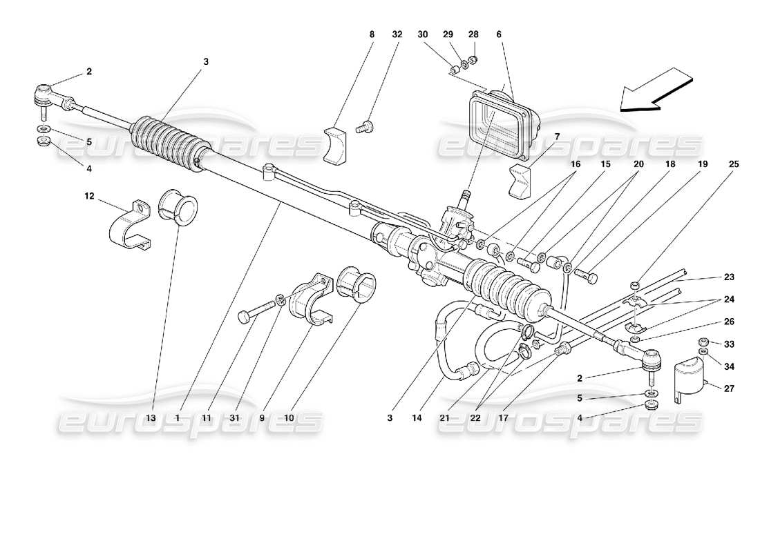 ferrari 355 (2.7 motronic) hydraulic steering box parts diagram