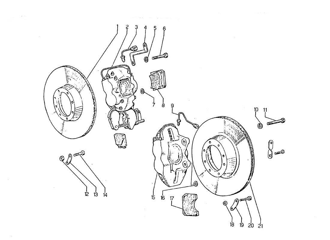 lamborghini jarama dischi e pinze - freni parts diagram