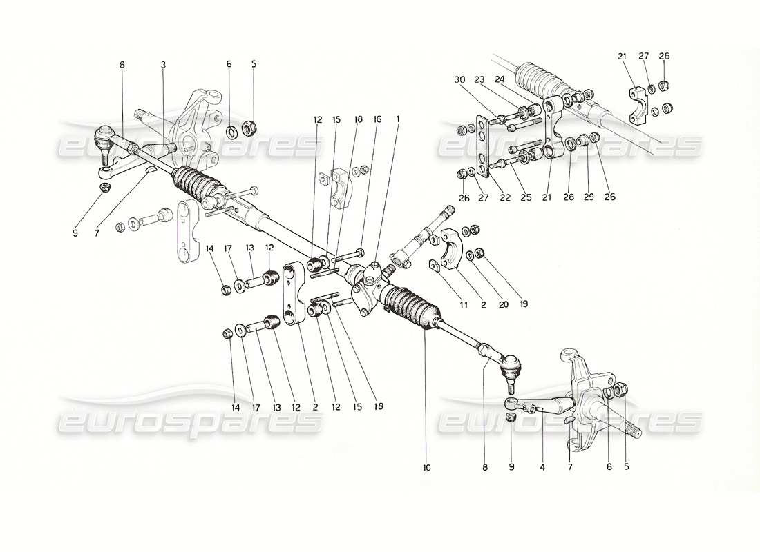 ferrari 308 gt4 dino (1976) streering box and linkage parts diagram