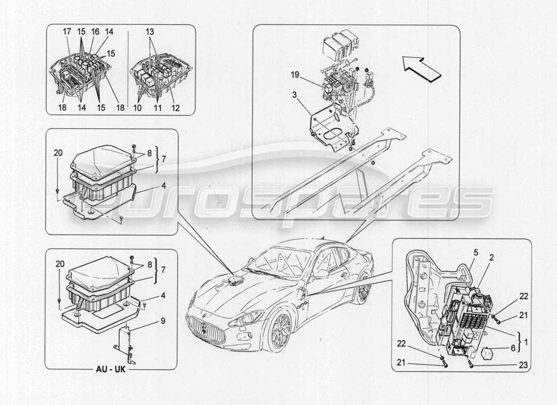 maserati granturismo special edition relays, fuses and boxes parts diagram
