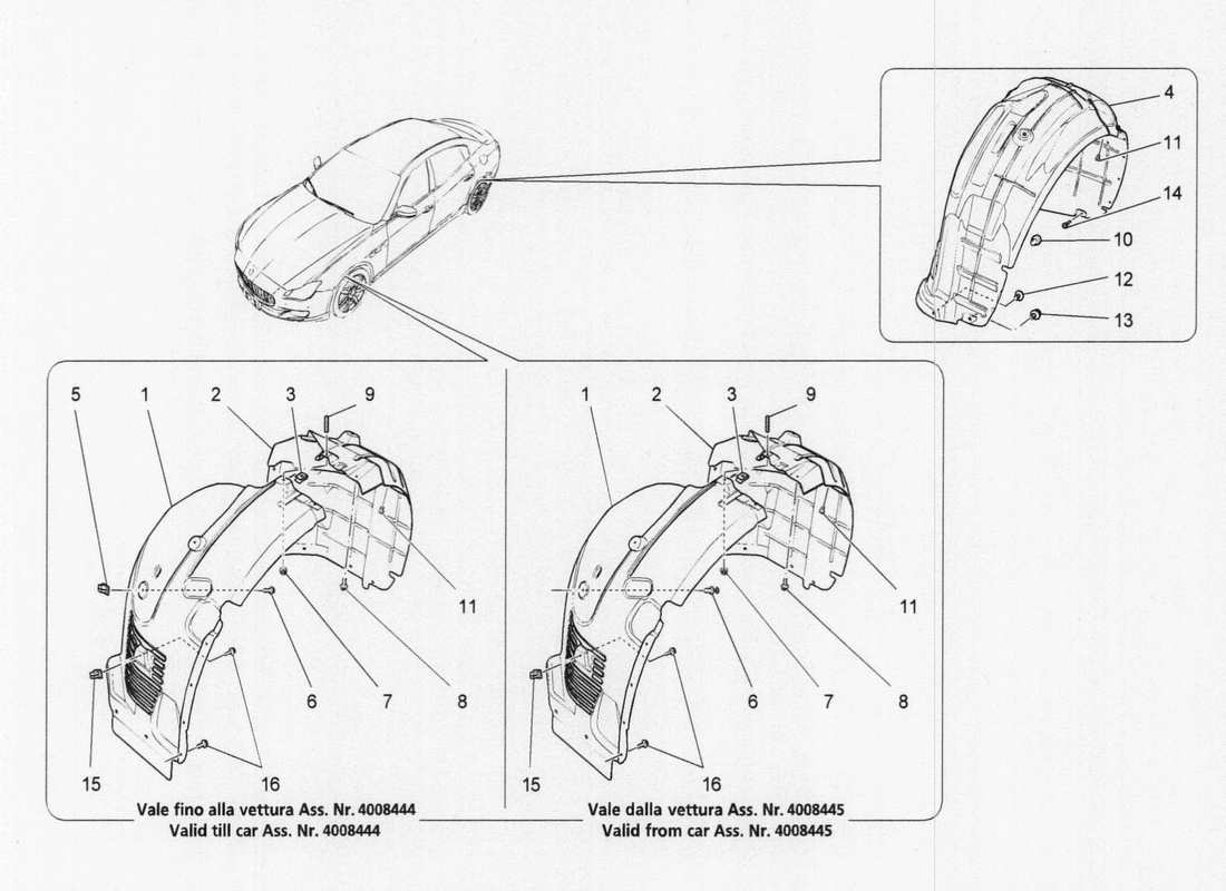 maserati qtp. v6 3.0 tds 275bhp 2017 wheel house and lids parts diagram