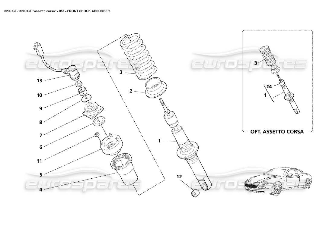 maserati 3200 gt/gta/assetto corsa front shock absorber parts diagram