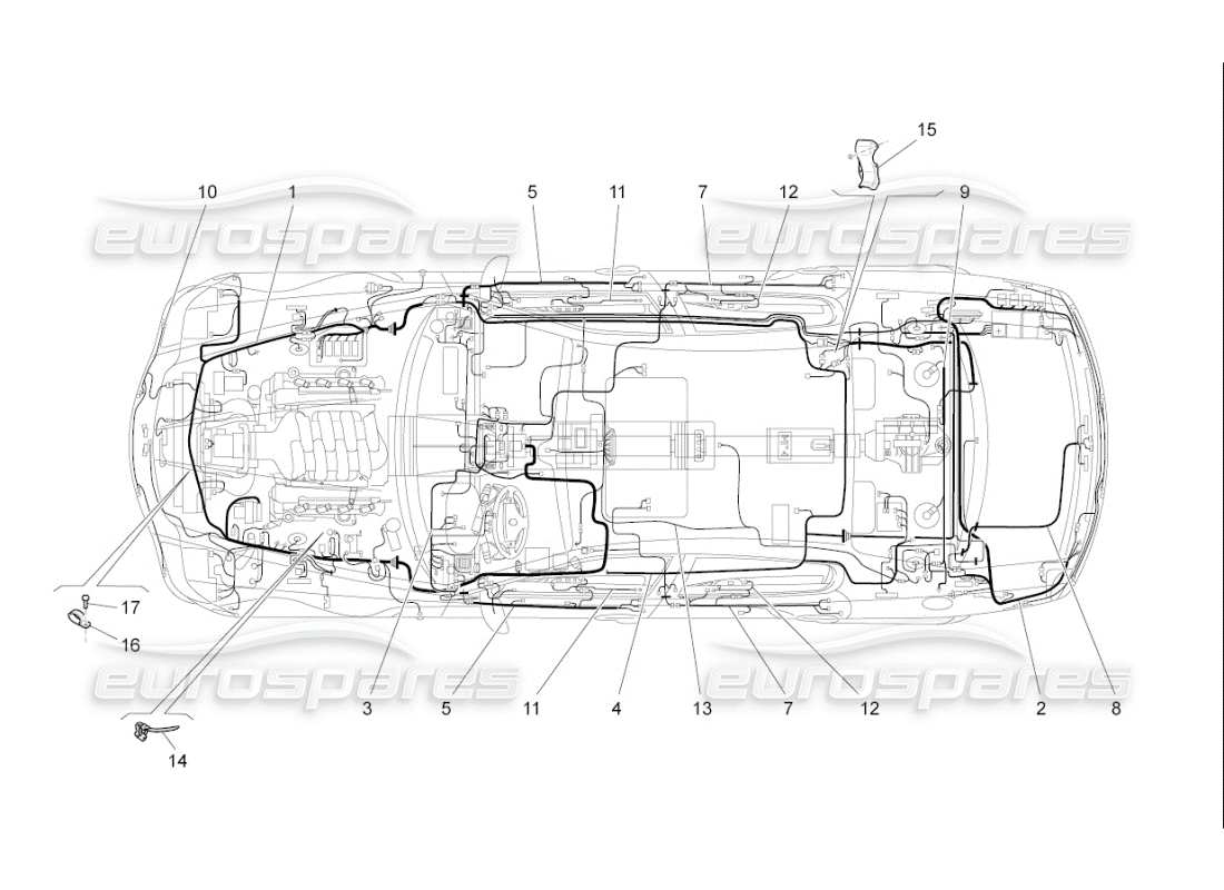 maserati qtp. (2010) 4.7 auto main wiring parts diagram