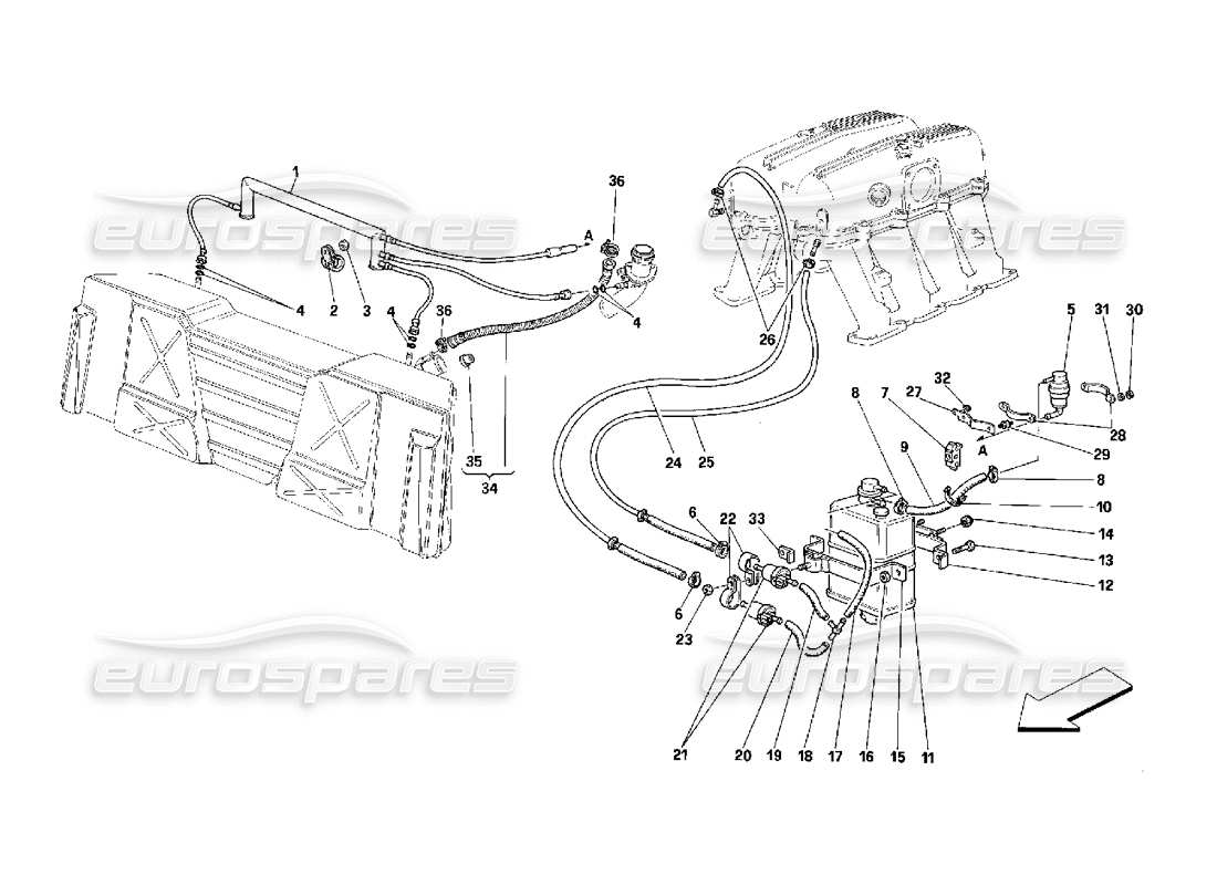 ferrari 348 (2.7 motronic) antievaporation device parts diagram